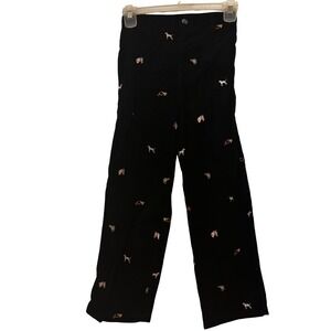 Hartstrings Girls Corduroy Pants Sz 8 Black Equestrian Pattern
